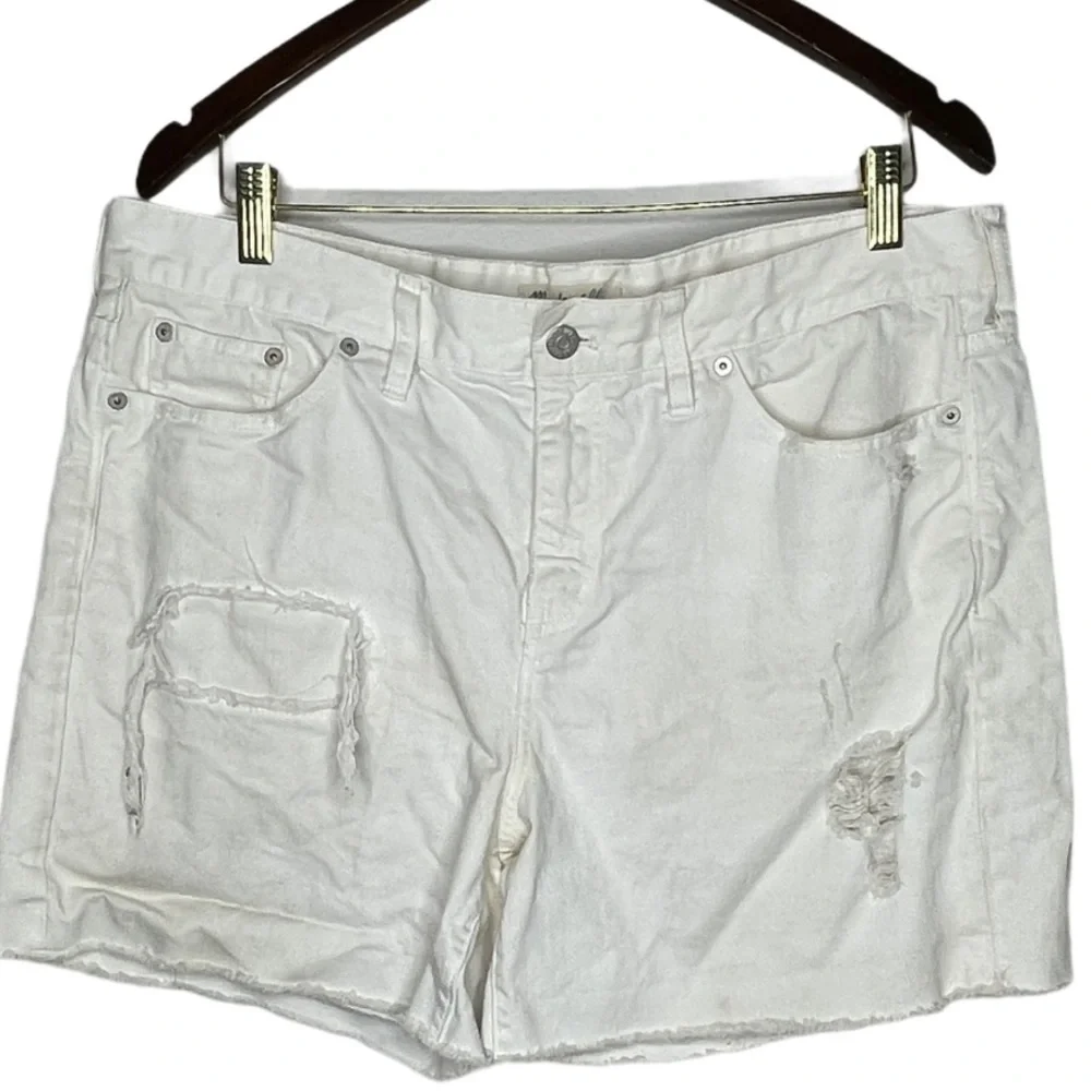 Madewell‎ Destroyed Denim Shorts White